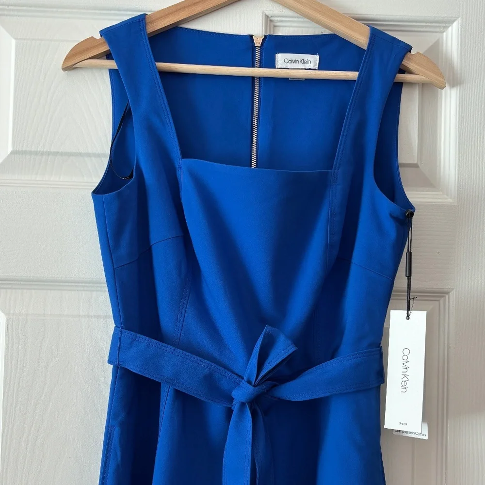 Calvin Klein Fit & Flare Midi Dress - Royal Blue Size 4 - Picture 4 of 11